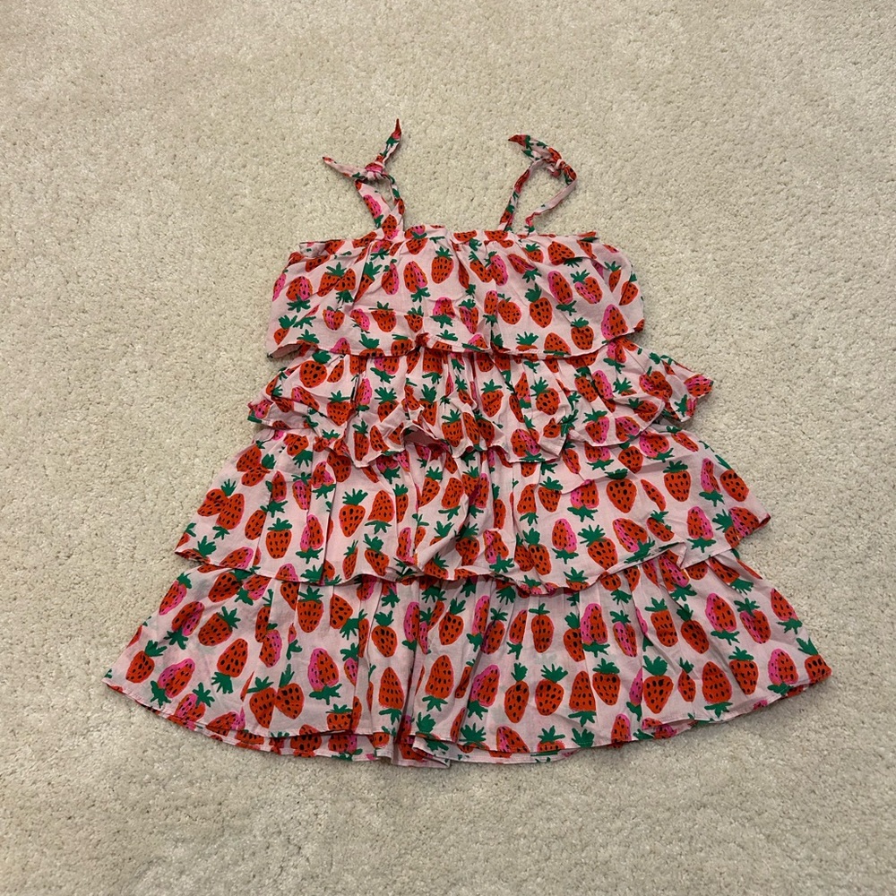 Girl’s Crewcuts Pink Strawberry Patterned Dress in Size 8